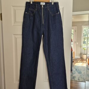 FRAME Indigo Front-Zip Straight Jeans